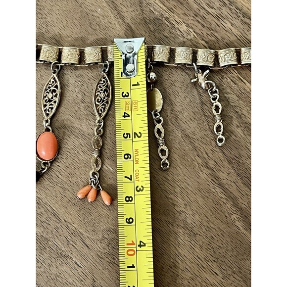 VTG 60s’ Victorian Revival Gold Tone Graduated Charm Choker Necklace Regency - Picture 12 of 12
